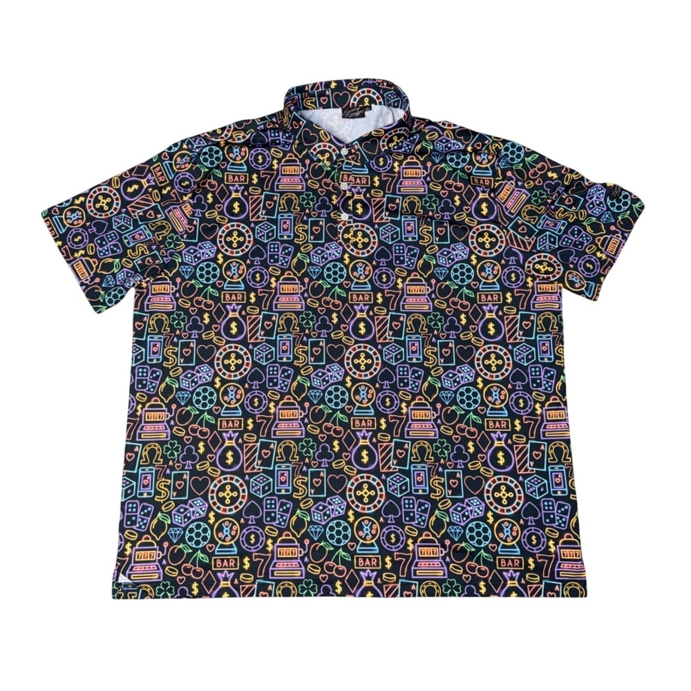 Sunday Swagger Polo Mens 3XL Black Casino Gambling Neon Excellent Performance